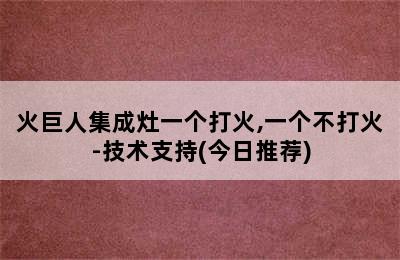 火巨人集成灶一个打火,一个不打火-技术支持(今日推荐)