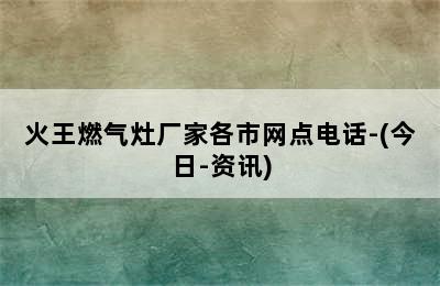 火王燃气灶厂家各市网点电话-(今日-资讯)