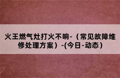 火王燃气灶打火不响-（常见故障维修处理方案）-(今日-动态）