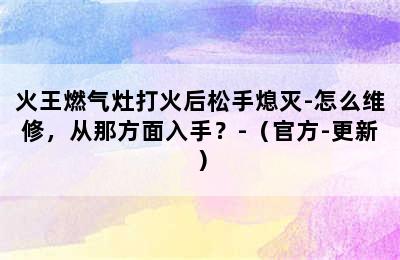 火王燃气灶打火后松手熄灭-怎么维修，从那方面入手？-（官方-更新）