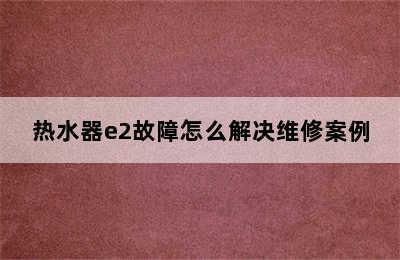 热水器e2故障怎么解决维修案例