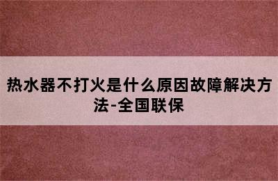 热水器不打火是什么原因故障解决方法-全国联保