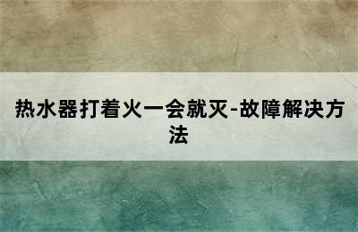 热水器打着火一会就灭-故障解决方法