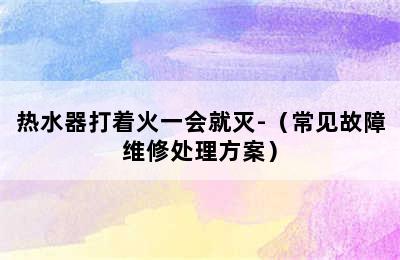 热水器打着火一会就灭-（常见故障维修处理方案）