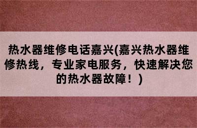 热水器维修电话嘉兴(嘉兴热水器维修热线，专业家电服务，快速解决您的热水器故障！)