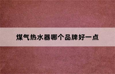 煤气热水器哪个品牌好一点