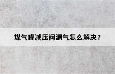 煤气罐减压阀漏气怎么解决？