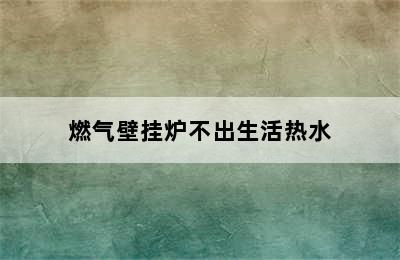 燃气壁挂炉不出生活热水