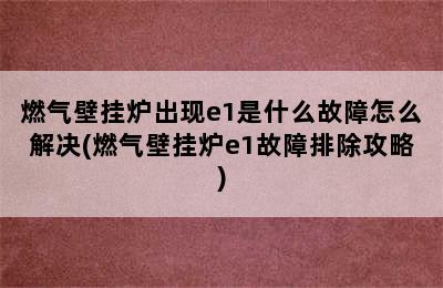 燃气壁挂炉出现e1是什么故障怎么解决(燃气壁挂炉e1故障排除攻略)