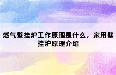 燃气壁挂炉工作原理是什么，家用壁挂炉原理介绍