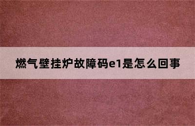 燃气壁挂炉故障码e1是怎么回事