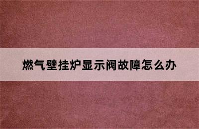 燃气壁挂炉显示阀故障怎么办