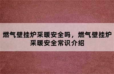 燃气壁挂炉采暖安全吗，燃气壁挂炉采暖安全常识介绍