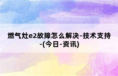 燃气灶e2故障怎么解决-技术支持-(今日-资讯)