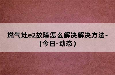 燃气灶e2故障怎么解决解决方法-(今日-动态）