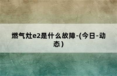 燃气灶e2是什么故障-(今日-动态）