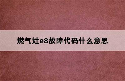 燃气灶e8故障代码什么意思