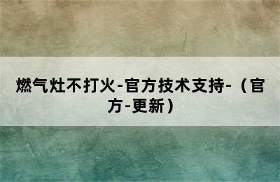 燃气灶不打火-官方技术支持-（官方-更新）