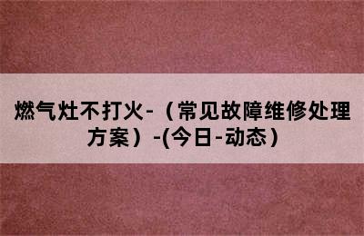 燃气灶不打火-（常见故障维修处理方案）-(今日-动态）