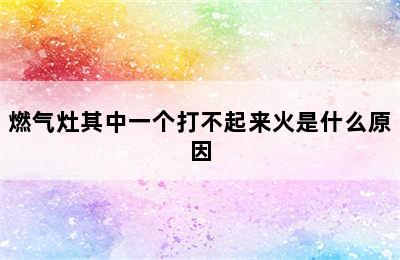 燃气灶其中一个打不起来火是什么原因