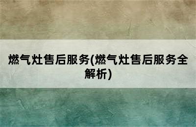 燃气灶售后服务(燃气灶售后服务全解析)