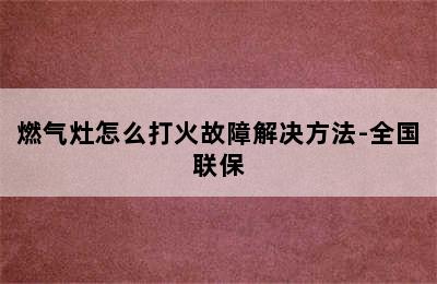 燃气灶怎么打火故障解决方法-全国联保