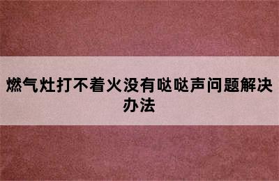 燃气灶打不着火没有哒哒声问题解决办法