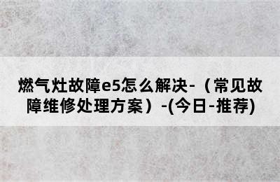 燃气灶故障e5怎么解决-（常见故障维修处理方案）-(今日-推荐)