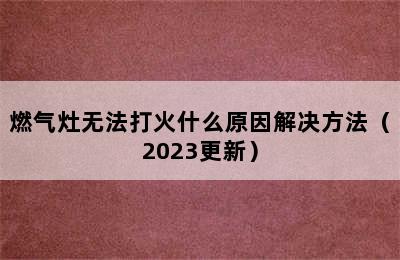 燃气灶无法打火什么原因解决方法（2023更新）