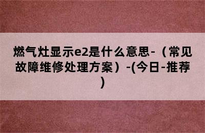 燃气灶显示e2是什么意思-（常见故障维修处理方案）-(今日-推荐)