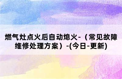 燃气灶点火后自动熄火-（常见故障维修处理方案）-(今日-更新)