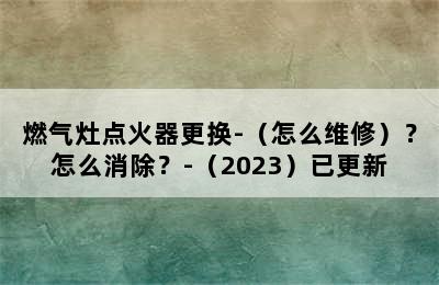 燃气灶点火器更换-（怎么维修）？怎么消除？-（2023）已更新