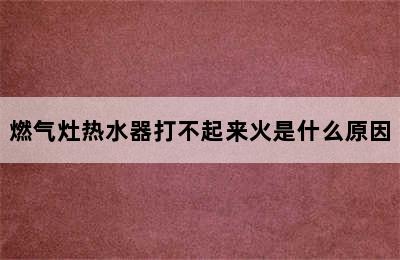 燃气灶热水器打不起来火是什么原因