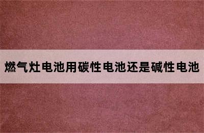 燃气灶电池用碳性电池还是碱性电池