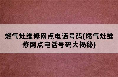 燃气灶维修网点电话号码(燃气灶维修网点电话号码大揭秘)