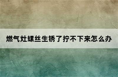 燃气灶螺丝生锈了拧不下来怎么办