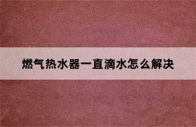 燃气热水器一直滴水怎么解决