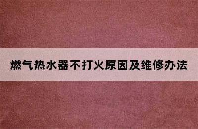 燃气热水器不打火原因及维修办法