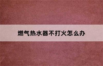 燃气热水器不打火怎么办