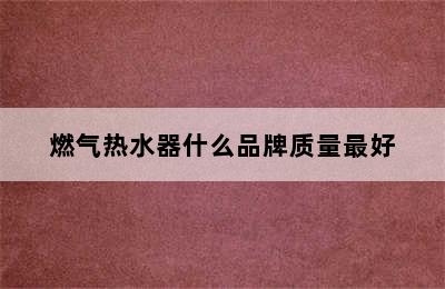 燃气热水器什么品牌质量最好