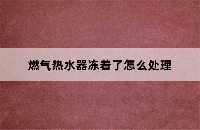 燃气热水器冻着了怎么处理