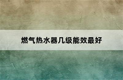 燃气热水器几级能效最好