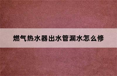 燃气热水器出水管漏水怎么修