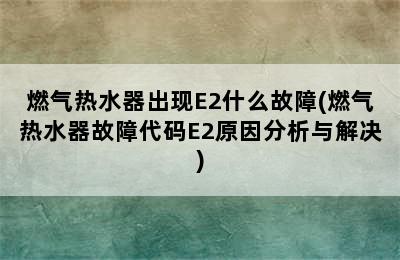 燃气热水器出现E2什么故障(燃气热水器故障代码E2原因分析与解决)