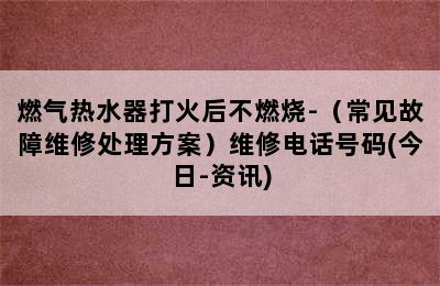 燃气热水器打火后不燃烧-（常见故障维修处理方案）维修电话号码(今日-资讯)