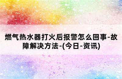 燃气热水器打火后报警怎么回事-故障解决方法-(今日-资讯)