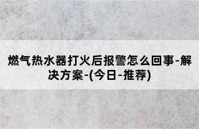 燃气热水器打火后报警怎么回事-解决方案-(今日-推荐)