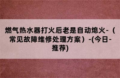 燃气热水器打火后老是自动熄火-（常见故障维修处理方案）-(今日-推荐)