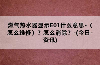 燃气热水器显示E01什么意思-（怎么维修）？怎么消除？-(今日-资讯)