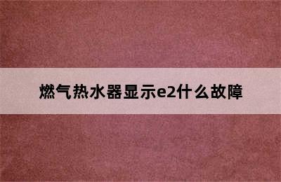 燃气热水器显示e2什么故障